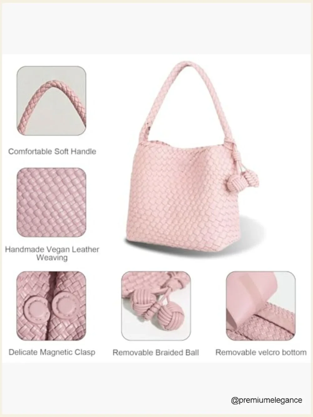 Woven Vegan Leather Hobo Bag with Mini Purse Tote Set
